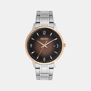 Dress Quartz Men Brown Dial Analog Stainless Steel Watch SGEH90P1
