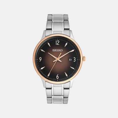 Dress Quartz Men Brown Dial Analog Stainless Steel Watch SGEH90P1