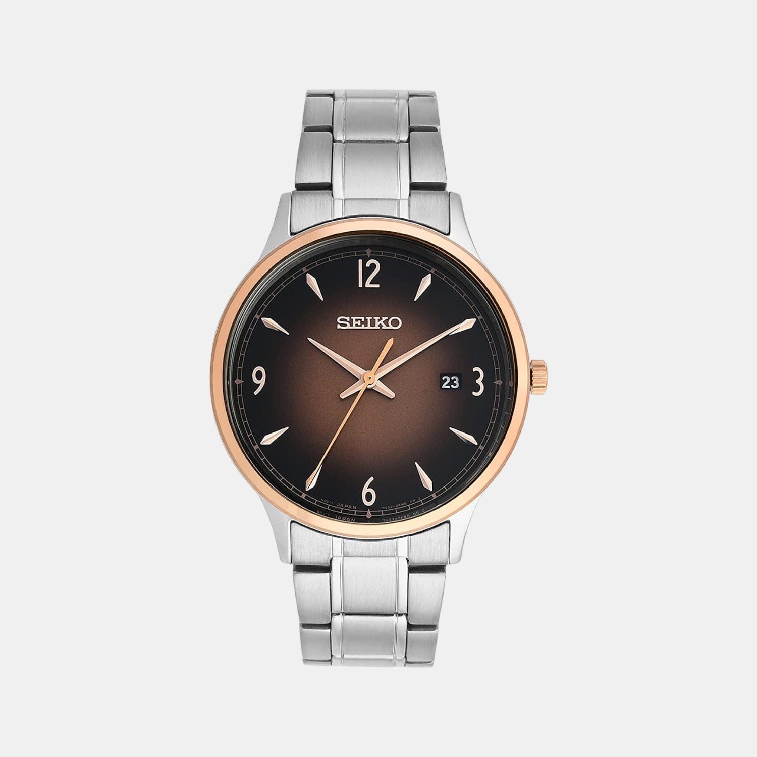Dress Quartz Men Brown Dial Analog Stainless Steel Watch SGEH90P1