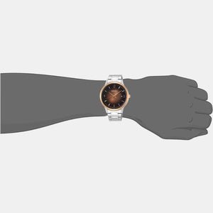 Dress Quartz Men Brown Dial Analog Stainless Steel Watch SGEH90P1