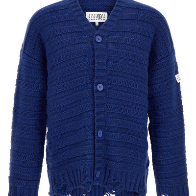 Mm6 Maison Margiela Distressed Wool Cardigan