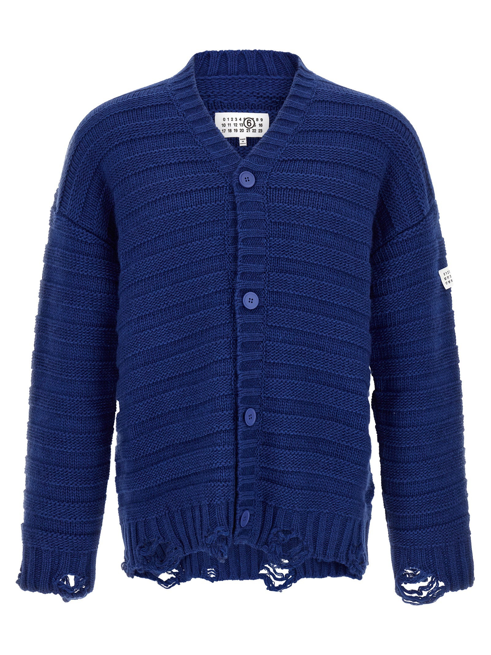 Mm6 Maison Margiela Distressed Wool Cardigan
