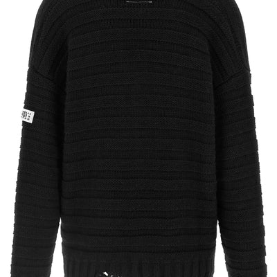Mm6 Maison Margiela Distressed Wool Cardigan