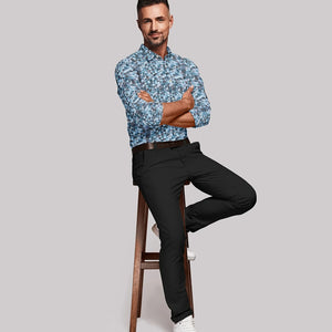 Blue Geometric Printed Formal Shirt-Blue