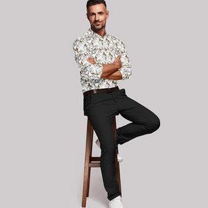 Off White Abstract Printed Formal Shirt-Off White