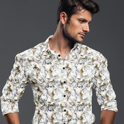 Off White Abstract Printed Formal Shirt-Off White