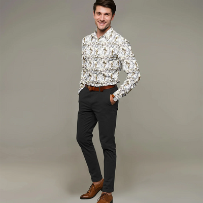 Off White Abstract Printed Formal Shirt-Off White