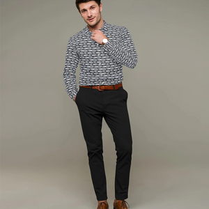 Black Geometric Printed Formal Shirt-Black