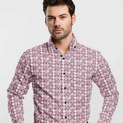 Pink Tonal Checked Geometric Printed Shirt-Pink
