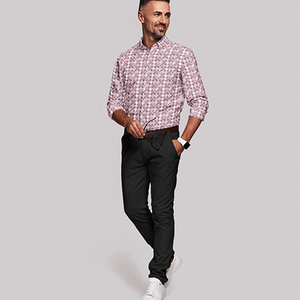 Pink Tonal Checked Geometric Printed Shirt-Pink