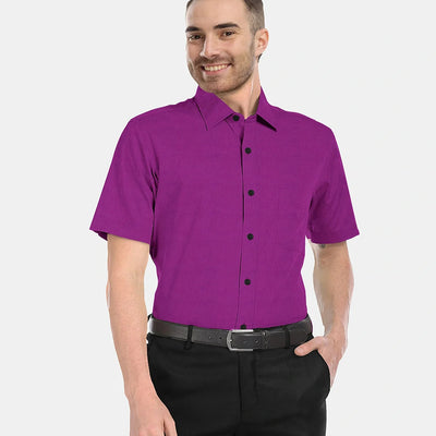 Magenta Solid Textured Formal Shirt-Magenta