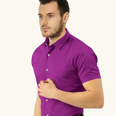 Magenta Solid Textured Formal Shirt-Magenta