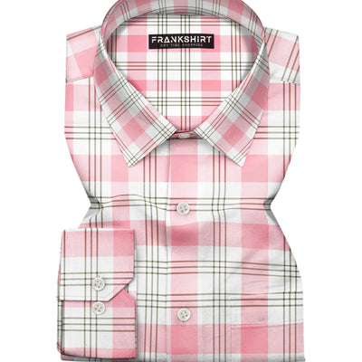 White and Pink Check I Regular Fit I 100% Cotton Shirt