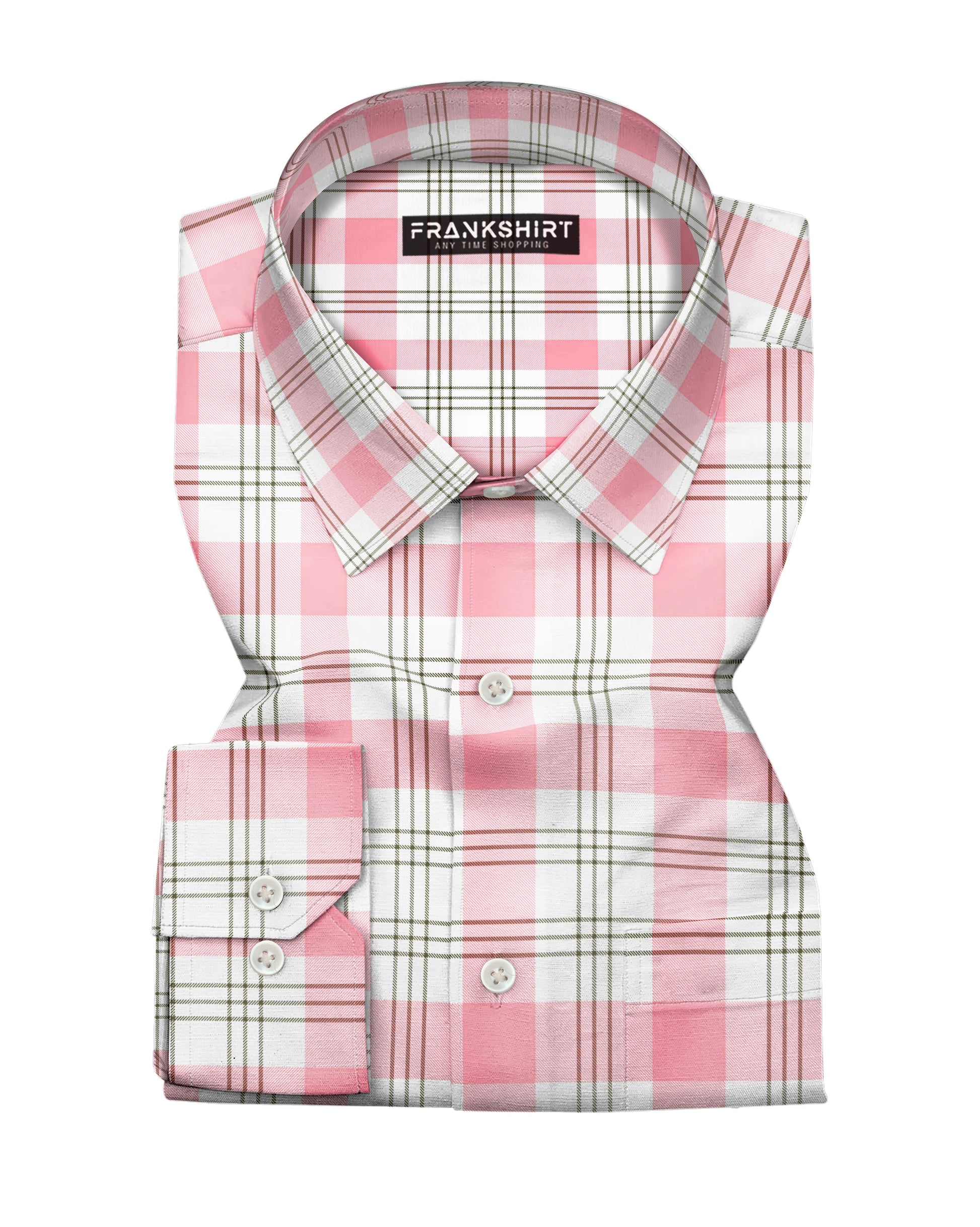 White and Pink Check I Regular Fit I 100% Cotton Shirt