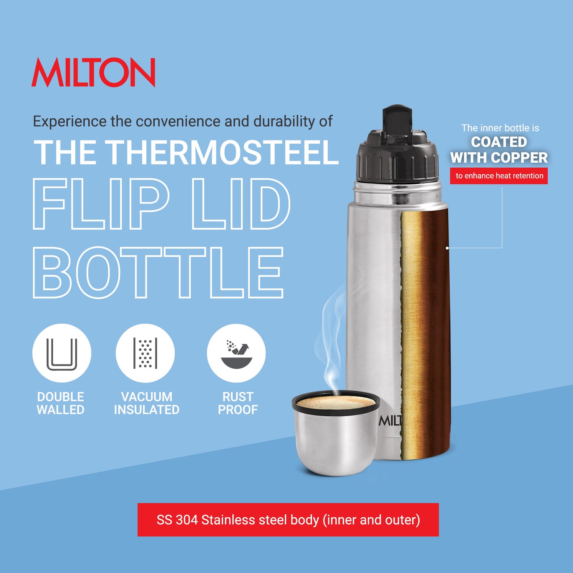 Flip Lid Thermosteel Bottle (Milton)