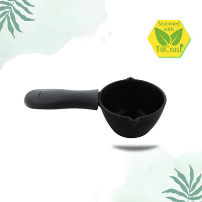Trilonium Triple Seasoned Cast Iron Tadka Pan | Gas & Induction Compatible | Black