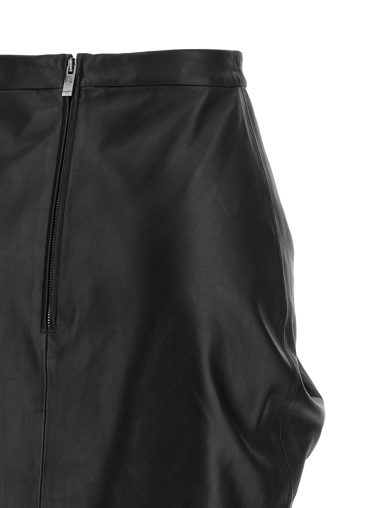 Balmain Leather Skirt