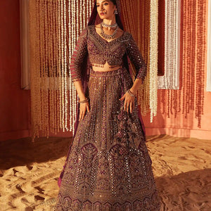 Majestic Purple Embroidered Lehenga Set-Purple