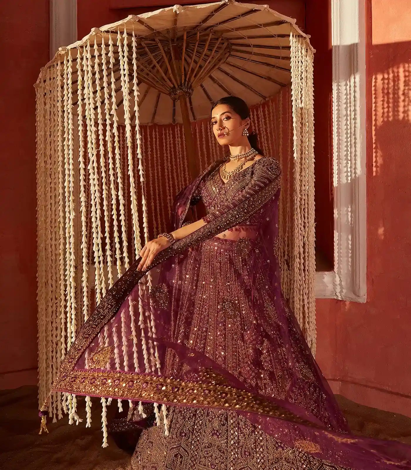 Majestic Purple Embroidered Lehenga Set-Purple