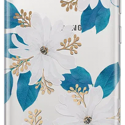 Blue and Gold Clear Floral Samsung Case
