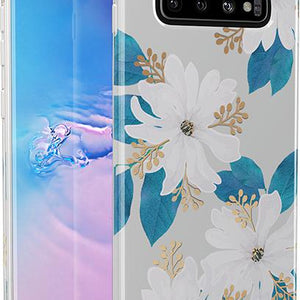 Blue and Gold Clear Floral Samsung Case