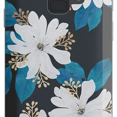 Blue and Gold Clear Floral Samsung Case
