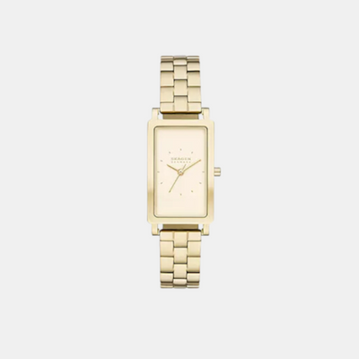 Hagen Men Quartz Gold Dial Analog Stainless Steel Watch SKW3098