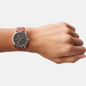 Holst Men Quartz Grey Dial Analog Leather Watch SKW6086