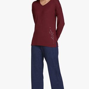 Cotton Blend Full Length Pyjama Bottom - Navy