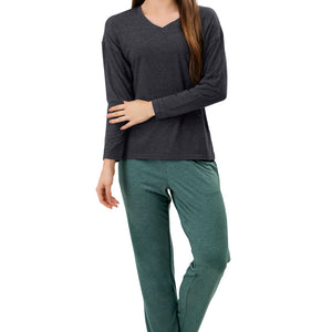 Cotton Blend Full Length Pyjama Bottom - Olive