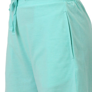 Cotton Blend Sleep Shorts - Aruba Blue