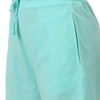 Cotton Blend Sleep Shorts - Aruba Blue