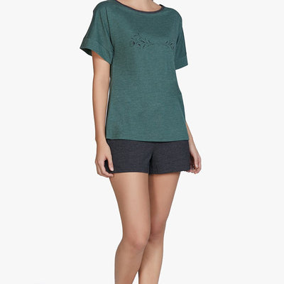Cotton Blend Sleep Shorts - Charcoal