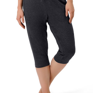 Cotton Blend Capri Pants - Charcoal