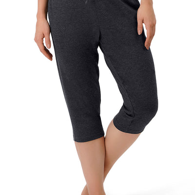 Cotton Blend Capri Pants - Charcoal