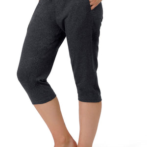 Cotton Blend Capri Pants - Charcoal