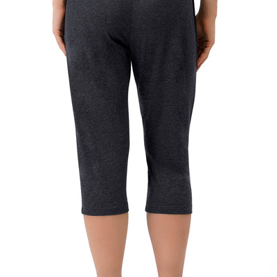 Cotton Blend Capri Pants - Charcoal
