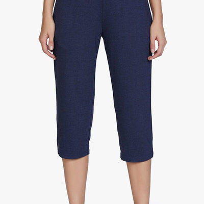 Cotton Blend Capri Pants - Navy