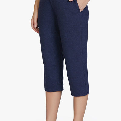 Cotton Blend Capri Pants - Navy