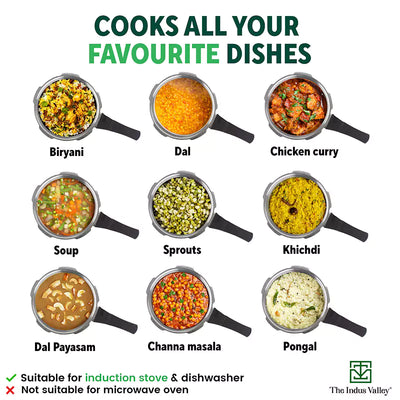 RapidCuk Tri-ply Stainless Steel 2-in-1 Pressure Cooker+ Frypan, Wide Shape, Premium Quality, 3 Layer Thick Body, Heavy Bottom, 100% Safe, ISI Certified, 5Yr Warranty, Induction & Gas, 2/3L