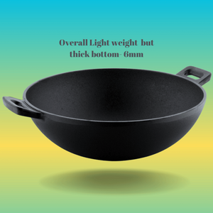 Trilonium Triple Seasoned Cast Iron Kadai 26 cm Sleek | Gas & Induction Compatible | Black