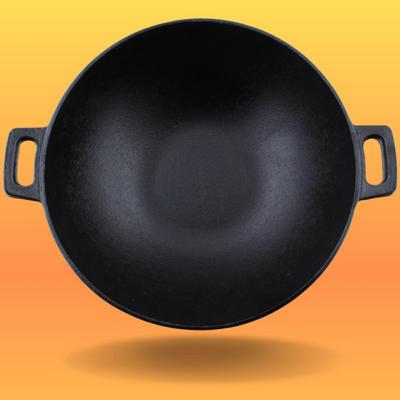 Trilonium Triple Seasoned Cast Iron Kadai 26 cm Sleek | Gas & Induction Compatible | Black