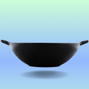 Trilonium Triple Seasoned Cast Iron Kadai 26 cm Sleek | Gas & Induction Compatible | Black