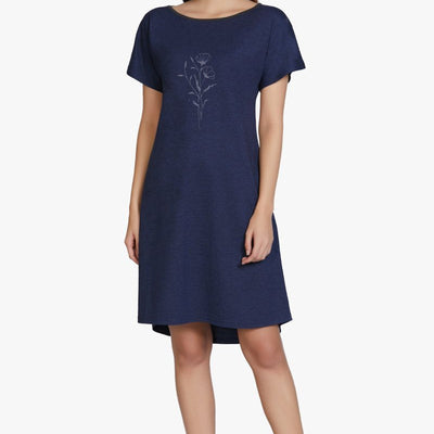 Cotton Blend Sleep Dress - Navy