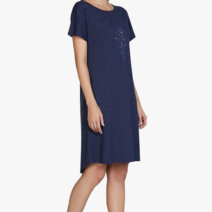 Cotton Blend Sleep Dress - Navy