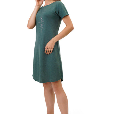 Cotton Blend Sleep Dress - Olive