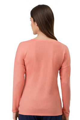 Cotton Blend Long Sleeves Sleep T-shirt - Canyon Clay