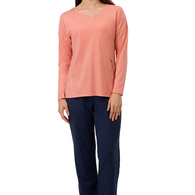 Cotton Blend Long Sleeves Sleep T-shirt - Canyon Clay