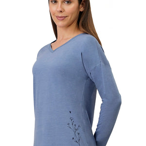 Cotton Blend Long Sleeves Sleep T-shirt - Tempest