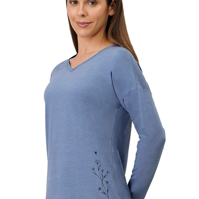Cotton Blend Long Sleeves Sleep T-shirt - Tempest